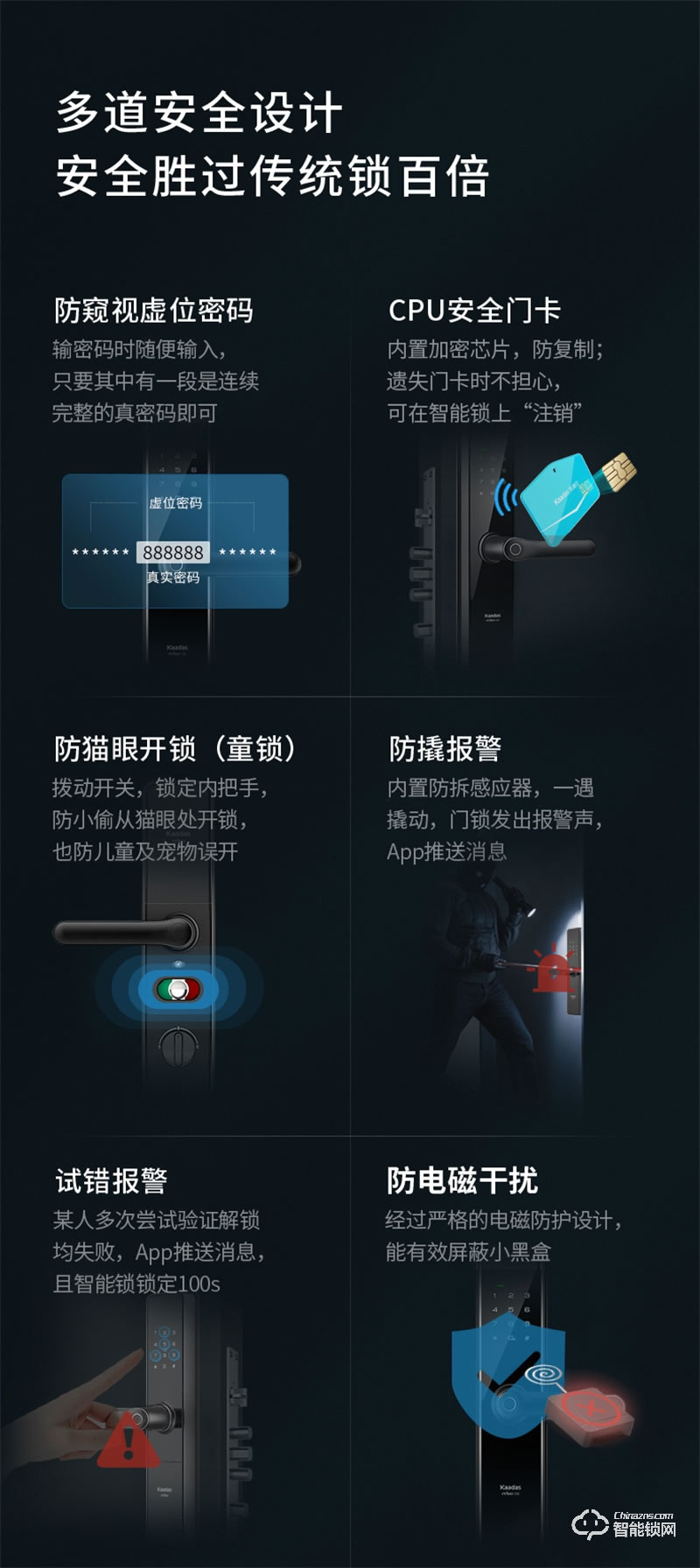 凯迪仕智能锁F200 密码指纹锁家用防盗门锁